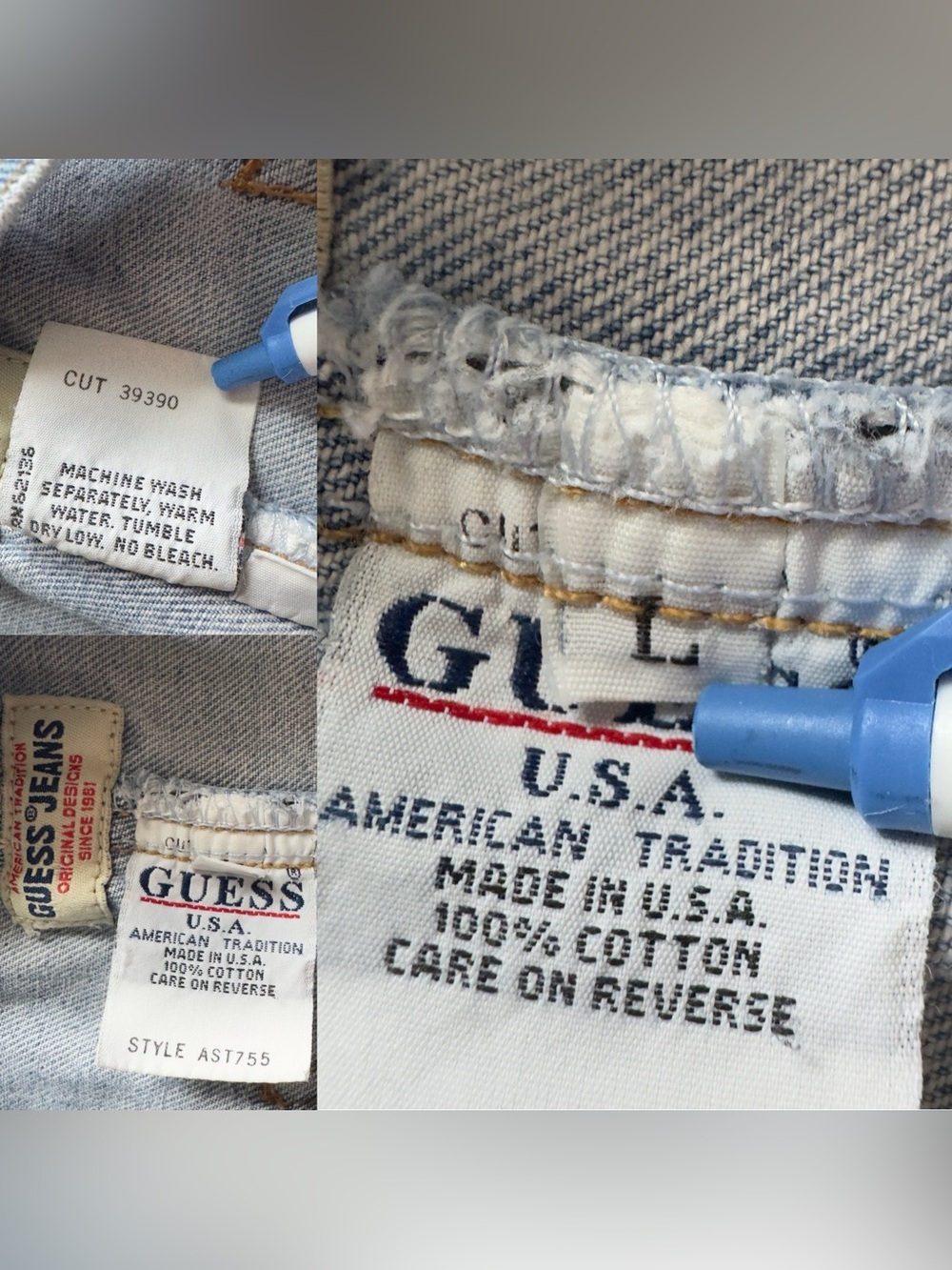 Vintage 90s Guess Denim Bib Overall Large Blue Slouchy Straight Leg Buckle Strap - Picture 3 of 16
